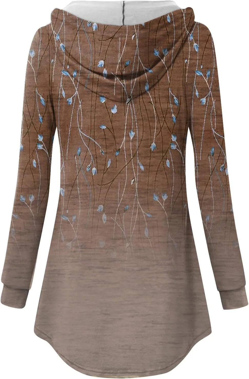 Womens Tunic Tops Winter Ethnic Floral Oversized Hoodie Long Sleeve Blouse Vneck Button Shirts Fall Sweatshirt Graphic