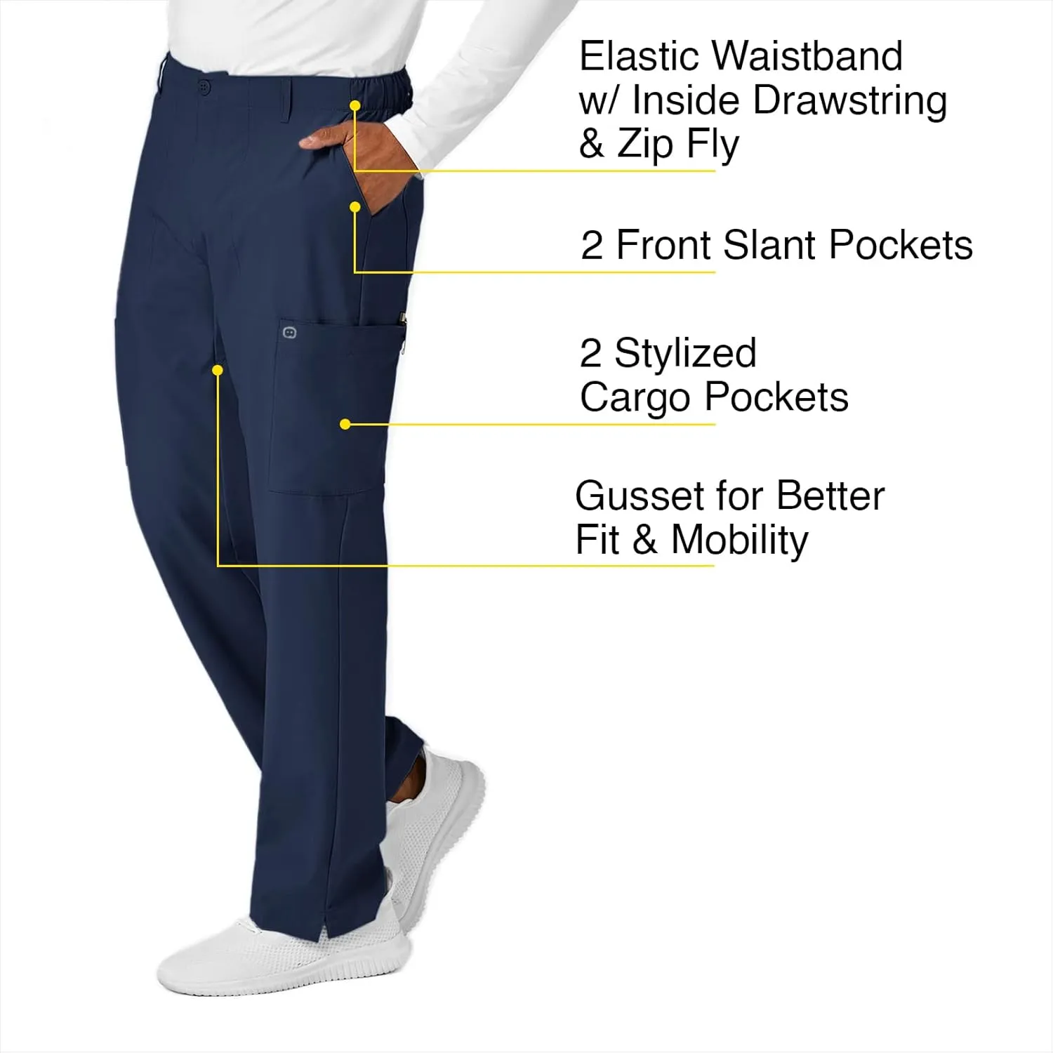 WonderWink Men's Flat Front Cargo Pant